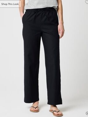 J. Crew Factory Linen-blend slim wide-leg drawstring pant